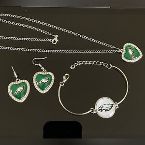 Philadelphia Eagles Jewelry Set silver plated with cubic zirconia